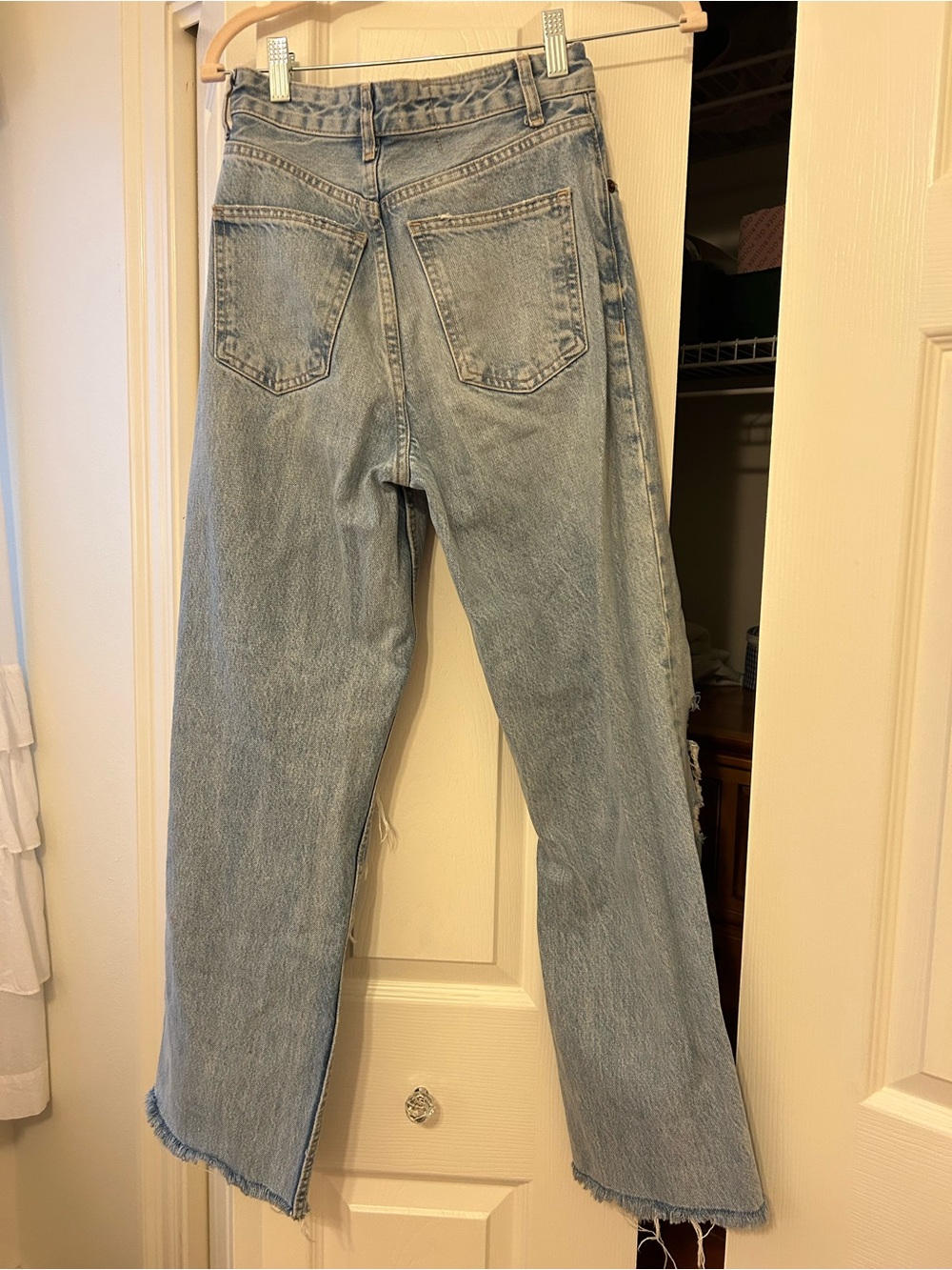 Zara Light Blue Distressed Wide-Leg Jeans - Picture 2 of 3